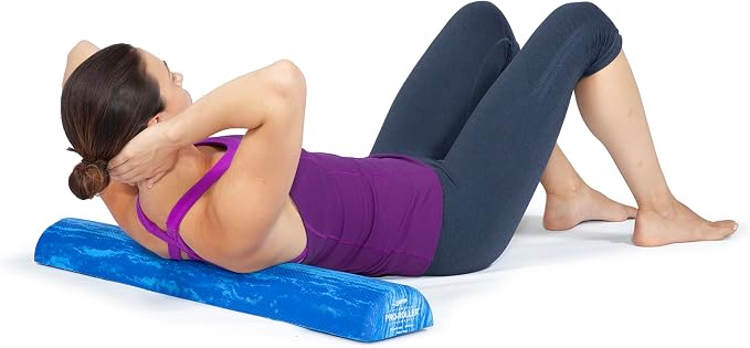 OPTP PRO-Roller Soft Density Foam Roller – Half-Round, Blue, 36"L x 3"H | Low density soft foam roller for physical therapy, Pilates, yoga foam roll exercises, and muscle recovery, Half-round