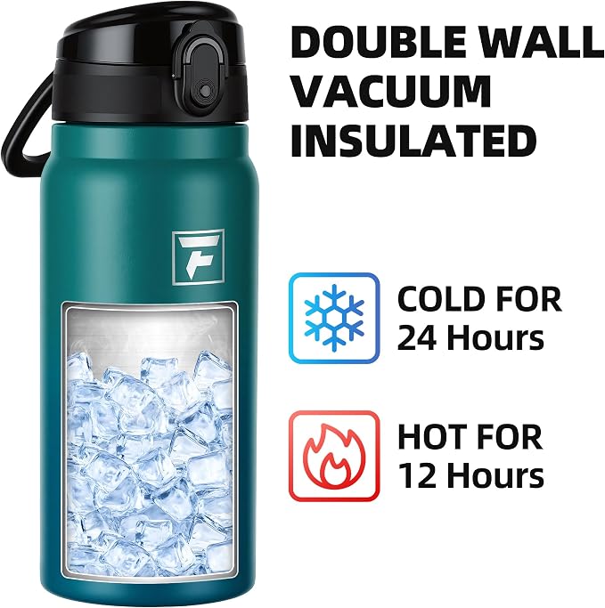 Fanhaw 20 Oz Insulated Stainless Steel Water Bottle with Chug Lid – Wide Mouth, Leak-Proof, BPA-Free – Ideal for Kids, Adults, Sports, Gym, and Outdoor Use (Green Blue)