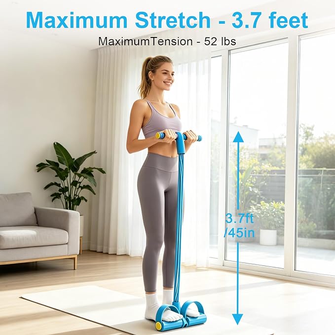 Pedal Resistance Band with Handle, 6-Tubes Tesistance Bands with Handles, Natural Rubber Foot Pedal Resistance Band, Multifunctional Exercise Bands for Abdomen, Waist, Leg, Arm