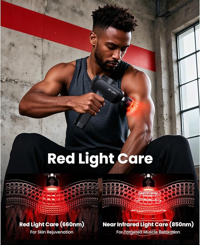 BOB AND BRAD X6 Ultra Massage Gun with Heat & Infrared Light, FSA Eligible | HSA Professional Percussion Deep Tissue Muscle Massager Gun for Athletes, Metal Head, 5 Speed, 6 Replacements, Birthday Gifts