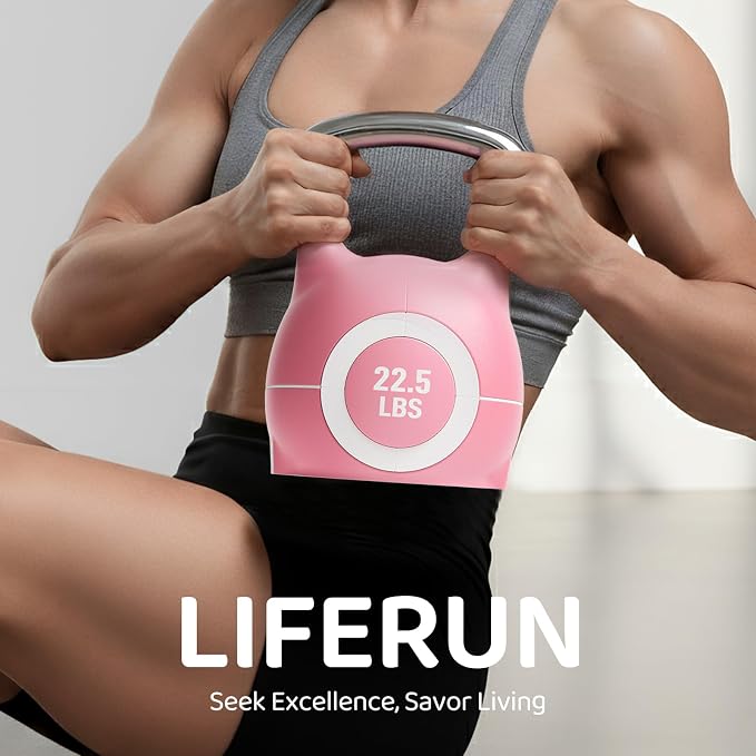LIFERUN Adjustable Kettlebell Set with 7 Weight Levels, 22.5 lb or 44 lb | Quick-Change Weight Dial & Safety Lock, Space-Saving Design, Full-Body Workout & Cross-Training