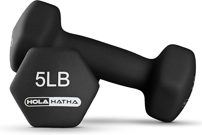 HolaHatha 1, 2 and 3 lb Neoprene Dumbbell Strength Training Weight Set with Rack