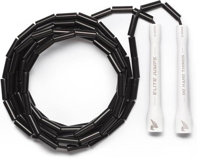 Elite Jumps 1-inch Beaded Jump Rope, Adjustable Shatterproof | Durable adjustable beaded rope. Improves rhythm, speed and agility. For fitness and cardio.