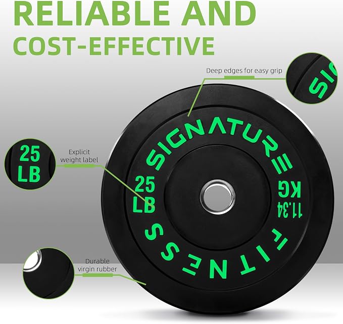 Fitvids 2-Inch Olympic Rubber Weight Plates Pair, Bumper Plates for Strength Training, multiple options