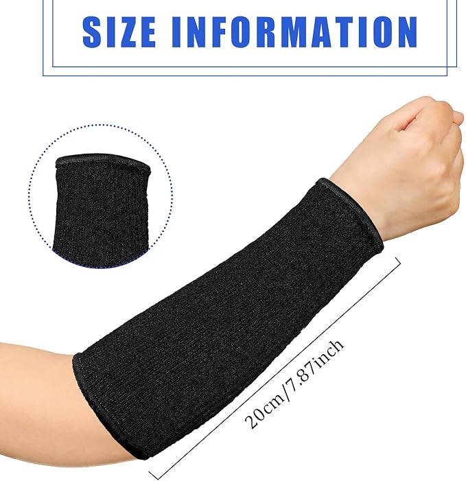 Sintege 3 Pairs Arm Protectors for Thin Skin and Bruising Cut Resistant Forearm Sleeve Level 5 Arm Burn Protection Sleeve (Black,7.9 Inch)