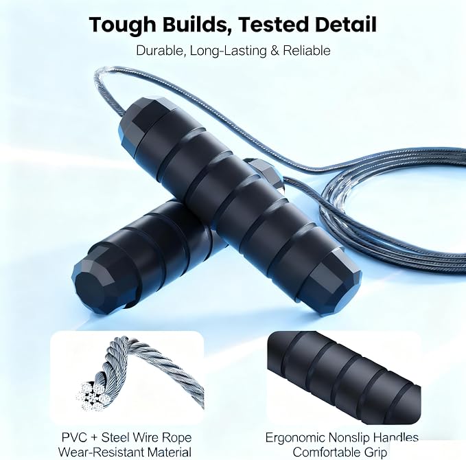 Jump Rope, Adjustable Jump Ropes,Skipping Rope Tangle-Free Rapid Speed with Ball Bearings for Women Men Kids,Exercise & Slim Body Jumprope at Home School Gym