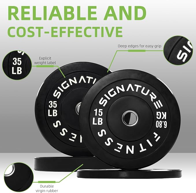Fitvids 2-Inch Olympic Rubber Weight Plates Sets, Bumper Plates Set for Strength Training, 50-370 Lbs Multiple Options