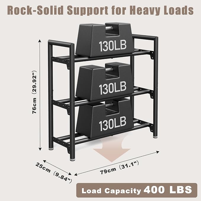 Jusgym Dumbbell Rack, 400LBS Load, Adjustable Weight Rack for Dumbbells ﻿ | Space-Saving Home Gym Storage, Adjustable Width, 2 Placement Options, Steel H-Frame, No-Pinching,Quick Assembly