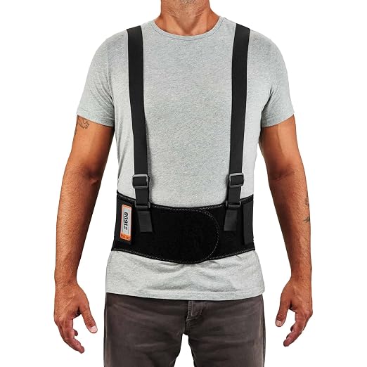 Ergodyne - 11108 ProFlex 1600 Back Support Brace, 9" Extended Support, High Cut Front For Mobility, 4XL,Black