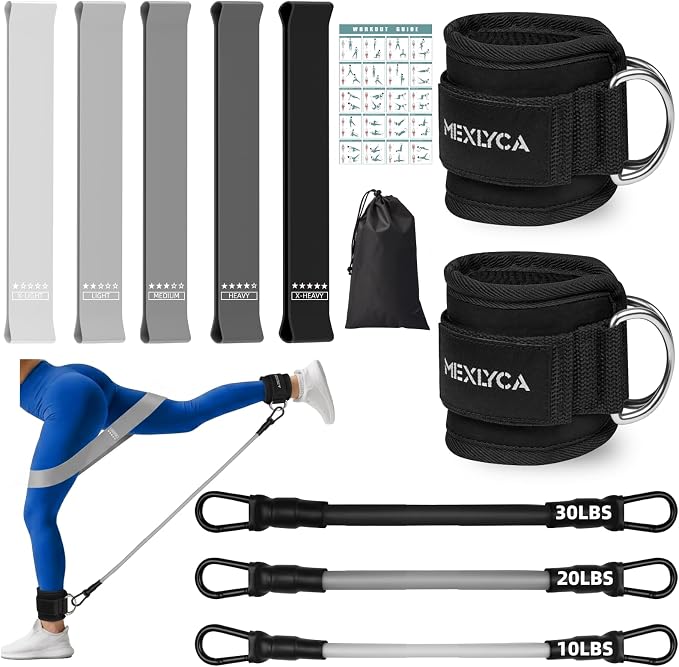 Resistance Bands Set – Resistance Band and Adjustable Ankle Exercise Bands with Cuffs Great Equipment for Training, Working Out, Yoga,Home Gym with Training Guidance & Carry Bag,Set of 8