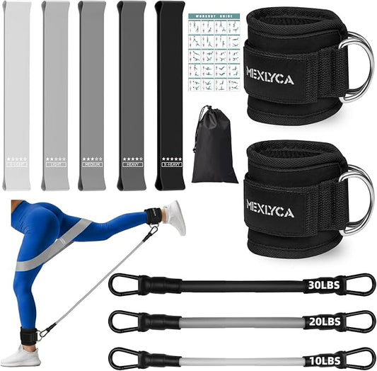 Resistance Bands Set – Resistance Band and Adjustable Ankle Exercise Bands with Cuffs Great Equipment for Training, Working Out, Yoga,Home Gym with Training Guidance & Carry Bag,Set of 8