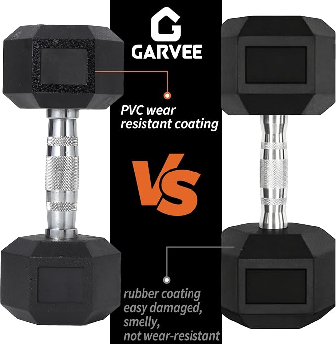 Hex Dumbbells Set for Home Gym – PVC/PEV Coated, Anti-Roll Design, Non-Slip Grip, Cast Iron Core – Versatile Strength Training Weights, 100LB Total (25LB×2+30LB×2)