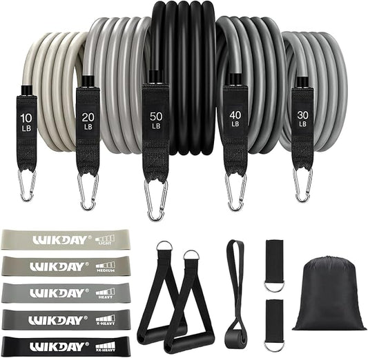WIKDAY Exercise Resistance Bands with Handles for Working Out Workout Bands Set with Door Anchor for Physical Therapy, Yoga, Pilates
