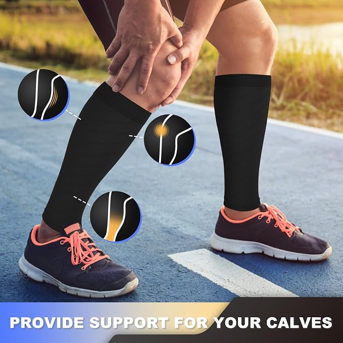 Junely 3 Pairs Calf Compression Sleeve for Men and Women | Running Athletic Nurses Work Support Travel Flight Sports
