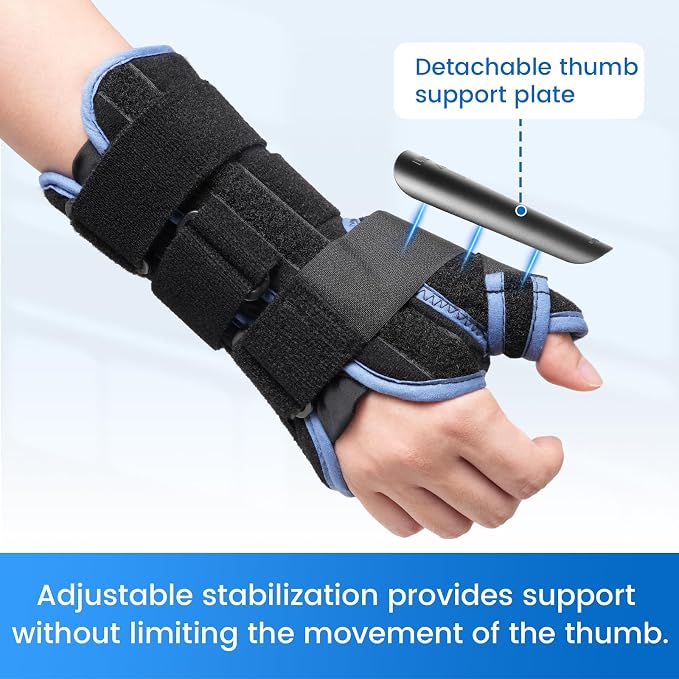Velpeau Carpal Tunnel Wrist Brace with Thumb Stabilizer Night Support, Completely Stabilizes Wrist Thumb Joint, Pain Relief for Tendonitis, De Quervain's Tenosynovitis, Arthritis (Reg, Left Hand-L)