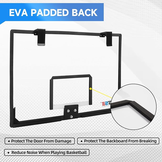 GSE Over-The-Door Basketball Hoop with Basketball & Pump, for Home & Office | Wall-Mounted Basketball Hoop Complete Accessories, Clear Impact-Resistant PC Backboard, PVC Basketball, Several Style Choice