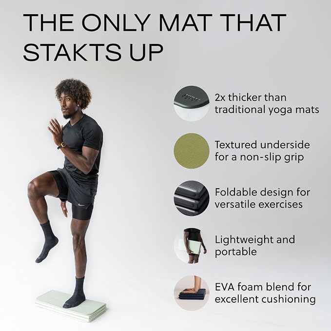 Stakt The Original Foldable Yoga Mat - Non-Slip | Premium foldable exercise & workout mat with non-slip surface, portable for studio or home use, as seen on Shark Tank