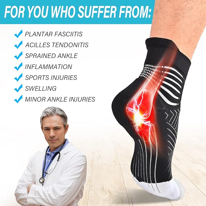 IRAMY Compression Ankle Support Socks Women - Wicking, Cushioned Athletic, Plantar Fasciitis Relief 2/3/6 Pairs