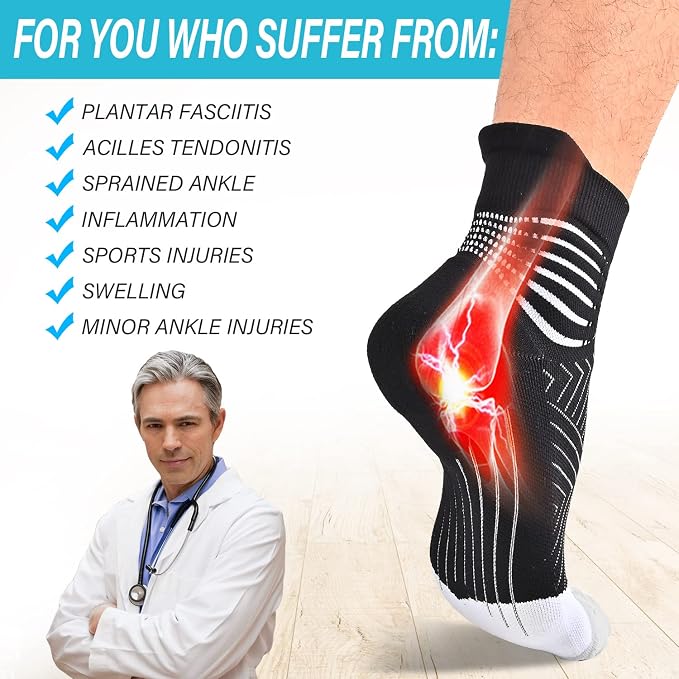 IRAMY Compression Ankle Support Socks Women - Wicking, Cushioned Athletic, Plantar Fasciitis Relief 2/3/6 Pairs
