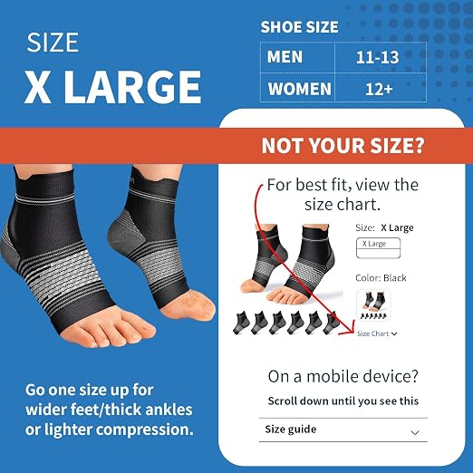 6 Pairs Compression Socks Men & Women Ankle Brace Plantar Fasciitis Socks | Ankle Compression Sleeve with Arch Support for Plantar Fasciitis Relief, Achilles Tendonitis Relief, Heel Pain & Swelling