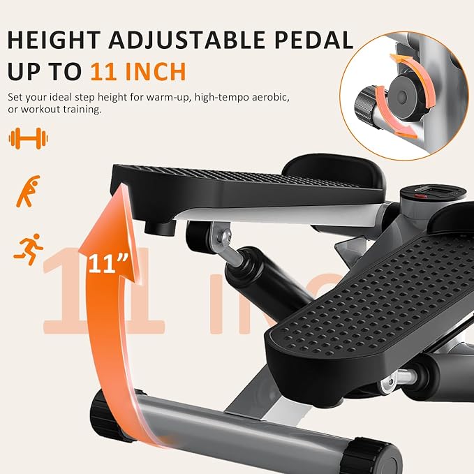 Stair Stepper with Resistance Bands for Home Exercise, Mini Stepper Machine for Indoor Fitness, Portable Home Gym Stepper for Full Body Workout, 300LBS Capacity