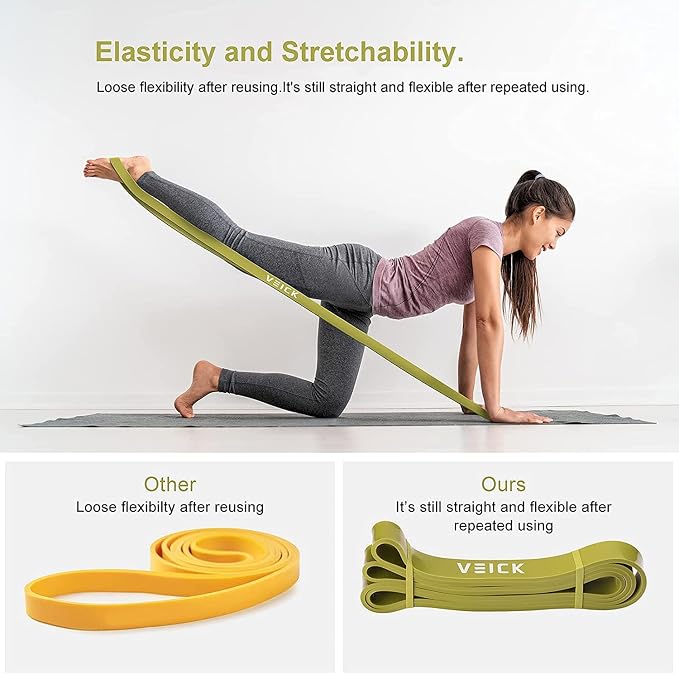 VEICK Pull Up Assist Resistance Bands for Home Gym | 100% Natural Latex, Non Slip Leather Texture, Space Saving, Versatile for Full Body Training, Home Gym