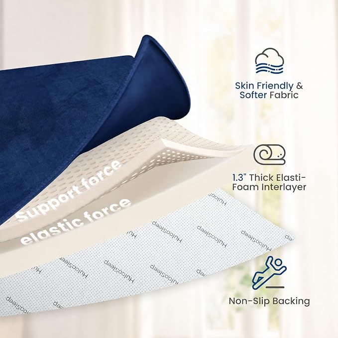Baby Play Mat for Floor,1.3" Thick Elasti-Foam Large 59"×71" Playpen Mat,Non-Toxic Certified Water-Repellent Coral Velvet, Non-Slip Safe Crawling Mat for Tummy Time, Toddler & Infant(Dark Blue)