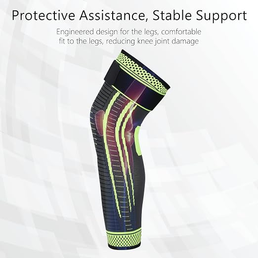 Full Leg Compression Sleeves 2 Pack anti Sliping Ventilation Long Knee Support with Wraps for Men and Women Long Knee Compression Sleeve for ACJ, PCL, Meniscus Tear, Arthritis (L, Green)
