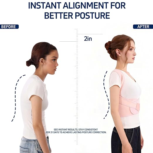 Back Brace Posture Corrector for Women and Men Full Support for Posture Correction & Scoliosis Hunchback Corrector de Postura para Hombre y Mujer Upper Thoracic Back Straightener Pink, XXX-Large