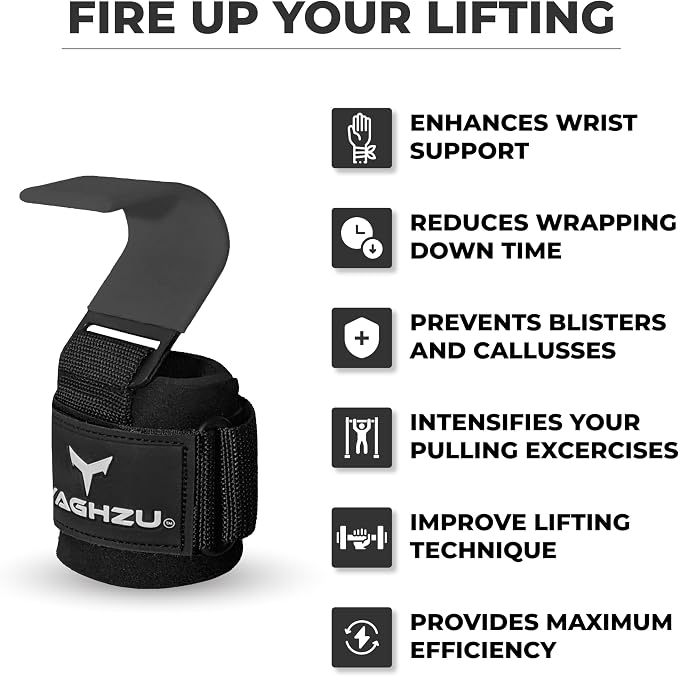 Weight Lifting Hooks, Padded Weight Lifting Straps Wrist Straps for Men and Women, Premium Deadlift Straps for Weightlifting and Powerlifting, Weight Lifting Gloves for Pull Ups