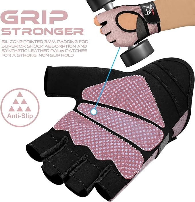 BEAST RAGE Fingerless Weight Lifting Gloves with Palm Protection Padding, Breathable Lightweight Gym Gloves for Men, Women, Weightlifting, Cycling, Exercise, Training Pull Up