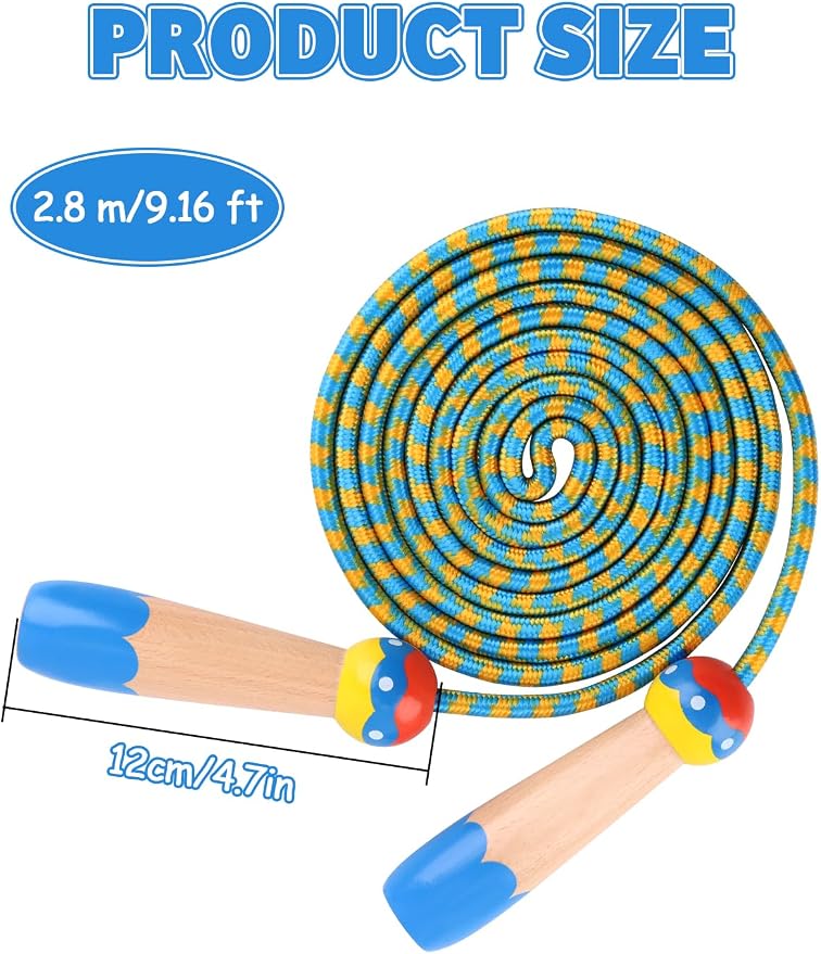 Jump Rope for Kids, Lorvain Adjustable Skipping Rope | Kids Jump Ropes with Wooden Handle for Girls Boys, Weighted Jumping Ropes for Fitness Workout Exercise Outdoor Fun Activity