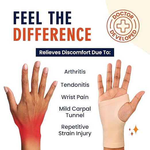 Dr. Frederick's Original Gel Wrist Brace, Large, 4 ct | Waterproof Fingerless Sleeve, Carpal Tunnel, Arthritis and Tendonitis, Fits Left and Right Hand, Men and Women