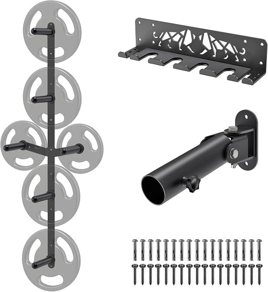 Kipika Weight Plate Storage Rack - Wall Mounted Weight Plate Holder with Durable Steel Construction Organizer for Olympic Plates, 1000lb Capacity, Space-Saving for Home Gym