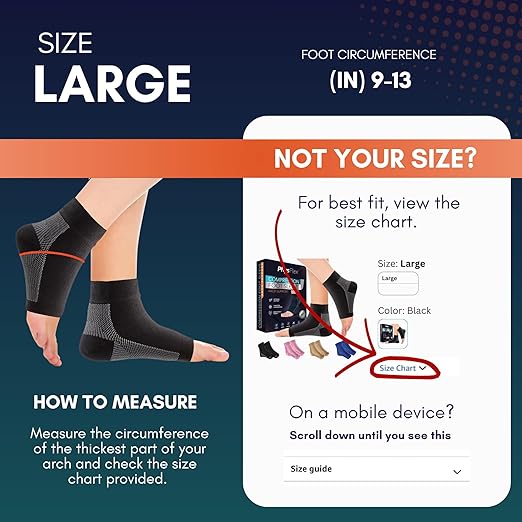 PhysFlex Ankle Brace Support - Ankle Compression Sleeve - Foot Brace for Women & Men - Tendonitis & Arthritis Ankle Brace Sports Running, Plantar Fasciitis Relief & Stabilizing Ankle Wrap