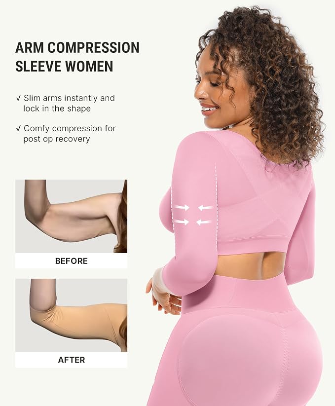 FeelinGirl Arm Compression Sleeve Women Post Surgery Front Closure Bra | Arm Lipo Compression Garment, Seamless Arm Shaper for Flabby Arms, Lymphedema Compression, Breast/Back Support