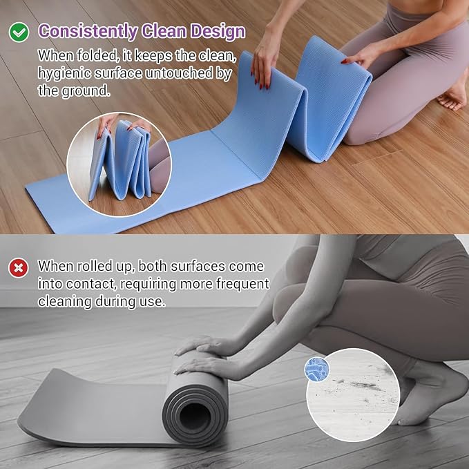 Avoalre Folding Yoga Mat, Eco-Friendly PVC Travel Yoga Mat Packable, Double Sided Non-Slip Printed Yoga Mats with Bag for Home Workout Gym Exercise Fitness Pilates Stretching (72" x 24" x 1/5" Thick)