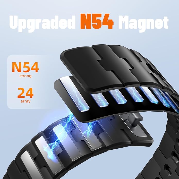 Bandletic Magnetic Silicone Watchband Compatible with All Apple Watch | Strong Magnet Sport Strap for iWatch Ultra 49mm Series 11-1 SE 46mm 45mm 44mm 42mm 41mm 40mm 38mm, Ideal for Men Women