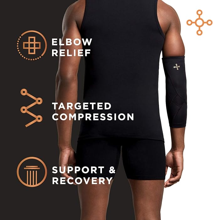 Tommie Copper Performance Compression Elbow Sleeve, Men & Women, UPF 50 Sleeve for Tennis Elbow & Golfers Elbow Relief