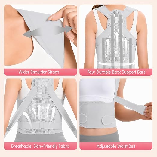 Posture Corrector for Women & Men, Adjustable Full Back Brace Support | Breathable Shoulder Straightener, Spine Support for Upper & Lower Back, Scoliosis & Hunchback Correction, Back Pain Relief