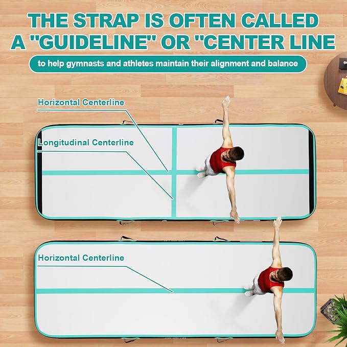 FBSPORT Inflatable Air Gymnastics Mat Training Mats 4/8 inches Thickness Gymnastics Tracks for Home Use/Training/Cheerleading/Yoga/Water with Pump