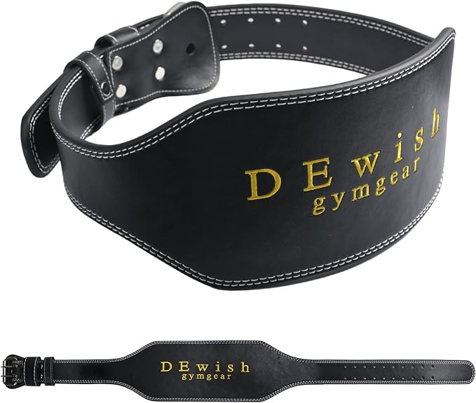 Leather Weightlifting Belt, 10 Adjustable Holes, 4”Width, Double Prong Power Belt for Gym Bodybuilding, weightlifting, powerlifting, squats and deadlifts