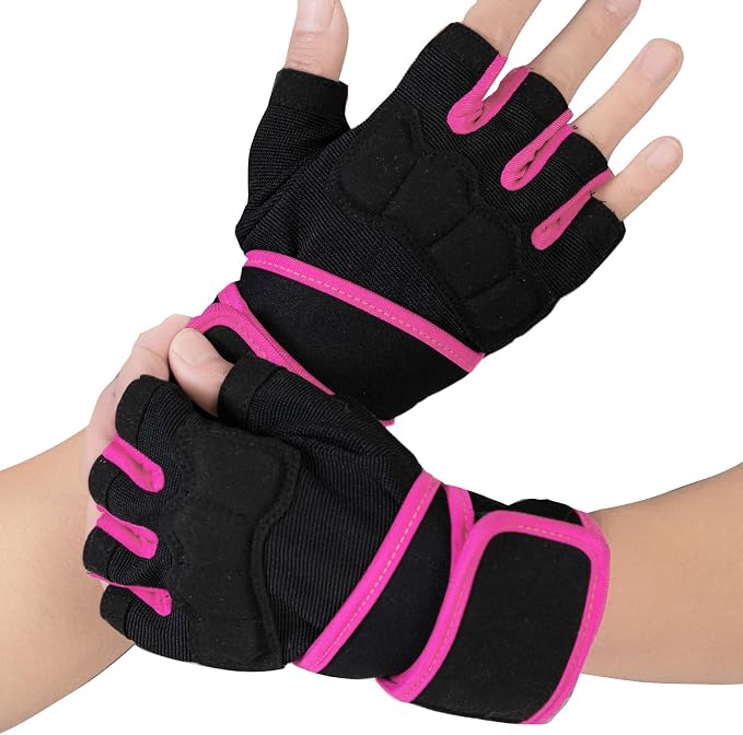 Workout Gloves for Men - Gym Weight Lifting Padded Gloves with Wrist Wrap Support, Full Palm Protection & Silicone Grip Gym Gloves, Exercise, Cross Training, Fitness, Pull-up
