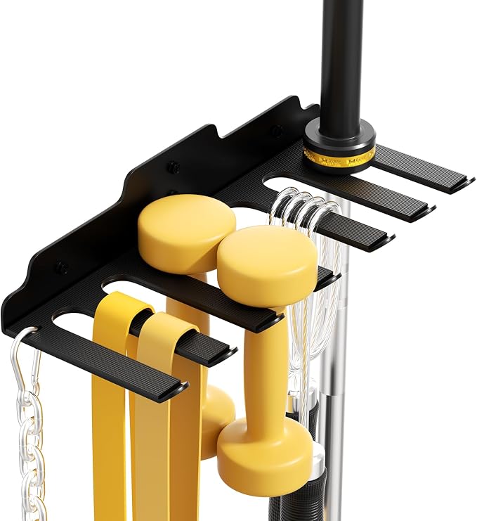 JNIHEEP Olympic Barbell Hanger,Garage Gym Bar Wall Rack,Vertical Barbell Mount Rack,Black Powder Coated,Space Saving Commercial or Home Gym Accessory,Holds Under 33mm Bar Size