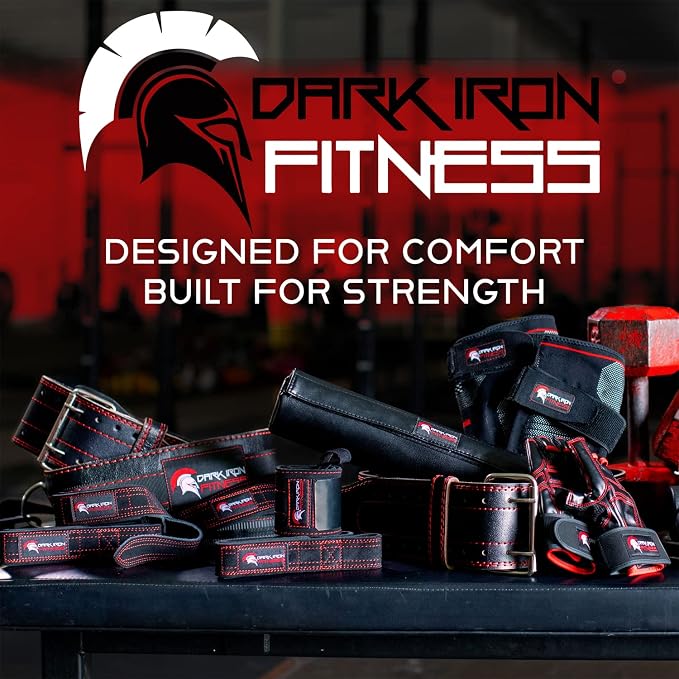 Dark Iron Fitness Genuine Leather Weightlifting Belt, 4 Inch Wide for Men Women with Double Prong Buckle Reinforced Stitching, Powerlifting Deadlift Squat Training Core Support Gym Strength Workout