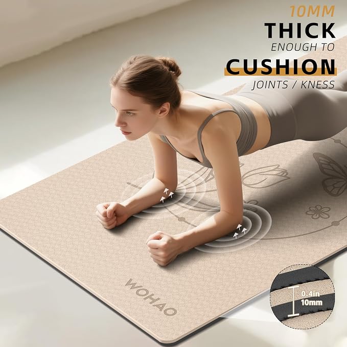 Large 76"x40"x0.4" Yoga Mat | Extra Width & Thick, Non-Slip Exercise Mat, Versatile for Stretching, Yoga Studio, Gym, Home & Indoor/Outdoor Workouts