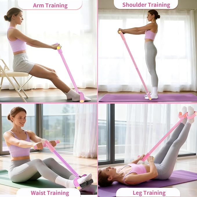 Pedal Resistance Bands with Handles, Upgrade 6-Tubes Elastic Bands for Exercise, Natural Rubber Foot Pedal Resistance Bands, Multifunction Fitness Bands for Abdomen, Waist, Arm, Leg, Pilates