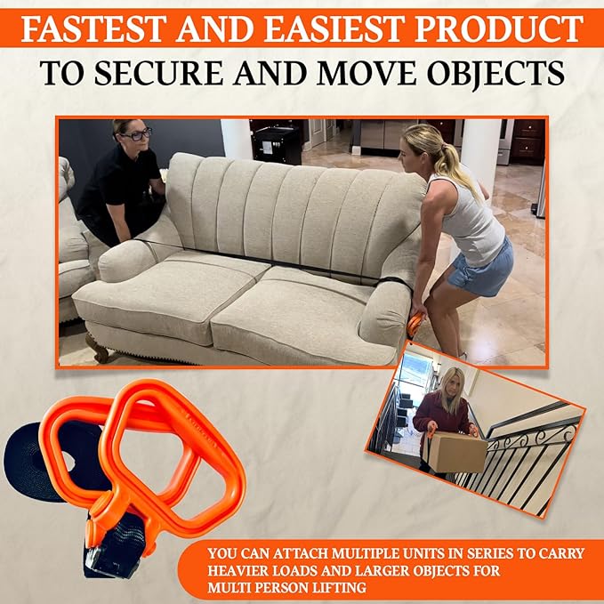 MULTUS Handle and Haul Moving Strap, 2 Handles - 1-Person Lift | 250 lb capacity, slides & locks anywhere on 9ft strap; moves furniture, mattresses, boxes solo