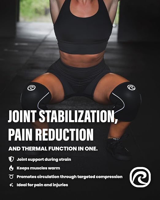 Rehband RX Knee Support for Strength Training & Fitness - 7mm Neoprene Knee Sleeve, Flexible & Non-Slip, Knee Sleeve for Men & Women, Colour:Black/Pink - 1 Pair, Size:Medium