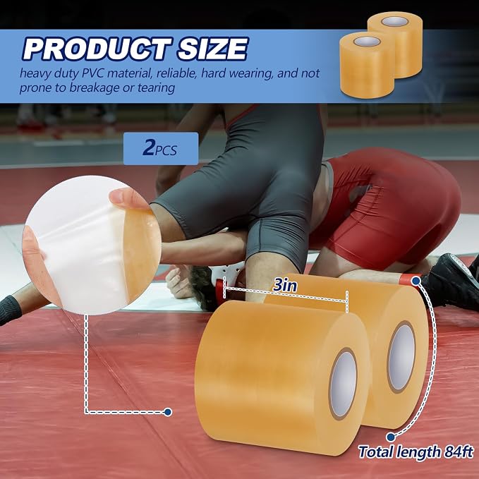 Pangda Wrestling Mat Tape 3 or 4 Inch Heavy Duty 7 Mil PVC Carpet Tape for Wrestling Grappling Exercise Mats Seaming Cover Gym Floor Carpet Seam